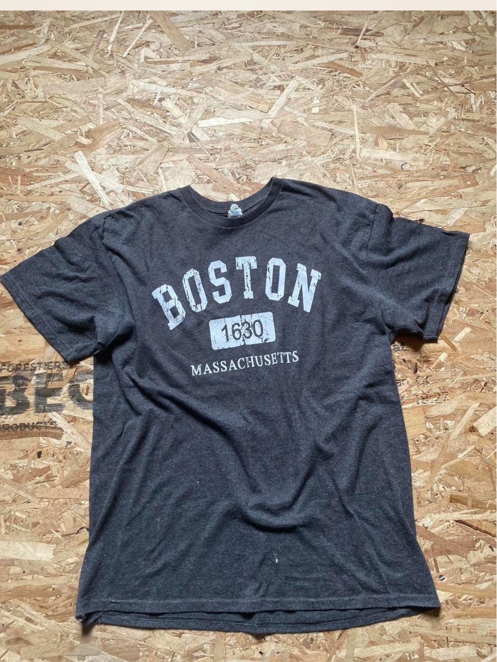 Gildan Dark Grey Boston Massachusetts Graphic Tee